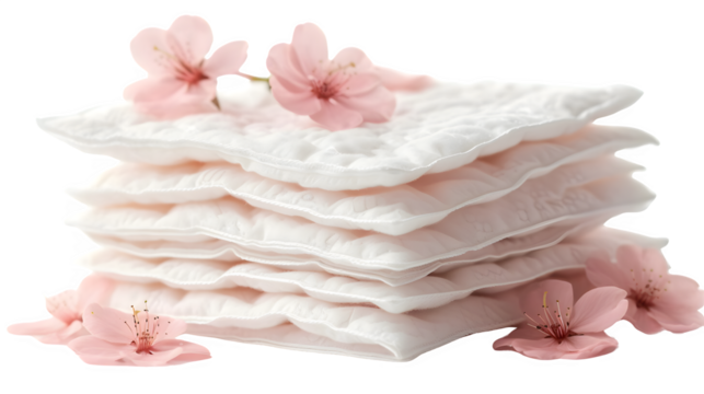 Sanitary Pads Placed on Transparent Background, Hand Edited Generative A