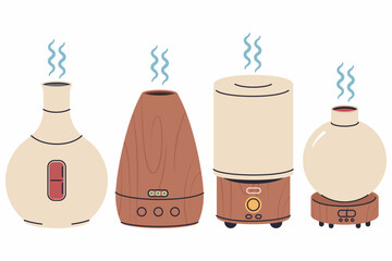 Diffusers vector cartoon set isolated on a white background.