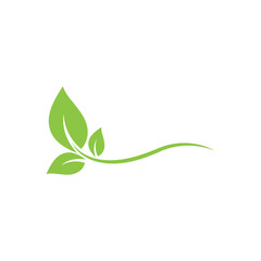 Green leaf illustration nature logo flat design template