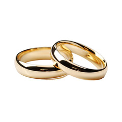Gold wedding ring on transparent background