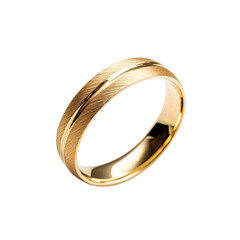 Gold wedding ring on transparent background