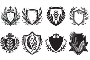 Heraldic shield. Vintage shield silhouette. Heraldic shield silhouette vector on a white background.