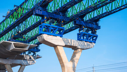 Metal launching gantry structure for installing concrete typical segment joint on foundation of...