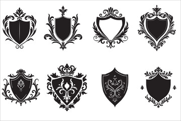 Heraldic shield. Vintage shield silhouette. Heraldic shield silhouette vector on a white background.