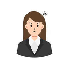 Fototapeta na wymiar angry mad businesswoman avatar flat style vector illustration isolated on white and transparent background