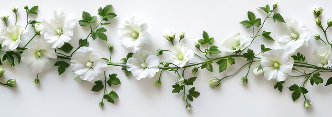 white flower frame on white background