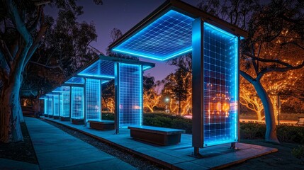 Solar-powered art installation that illuminates at night, blending aesthetics with renewable energy awareness