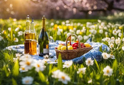 AI Generative image of a spring picnic