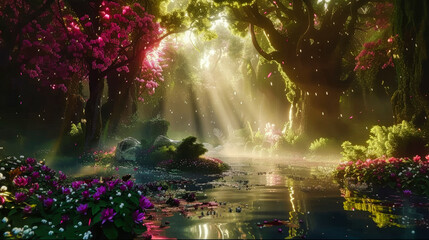 Beautiful fantasy green forest