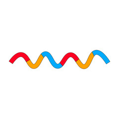 stripe in memphis style. Geometric isolated line element. Smooth snake for the design of posters, postcards. 