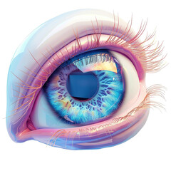 isometric 3D icon, eye anatomy , white background