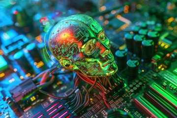 AI Brain Chip sata. Artificial Intelligence thalamus mind mr axon. Semiconductor integrated circuit circuit board tdp