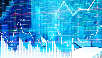 Stock market growth chart. 3d illustration..