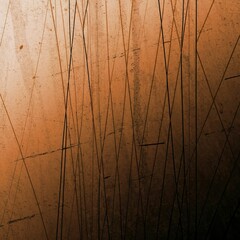 Brown grunge scratched metallic wall with copy space, abstract texture background