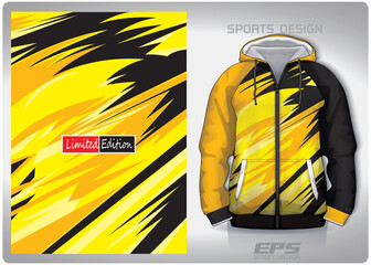 Vector sports hoodie background image.Yellow and black wavy lightning pattern design, illustration, textile background for sports long sleeve hoodie,jersey hoodie.eps
