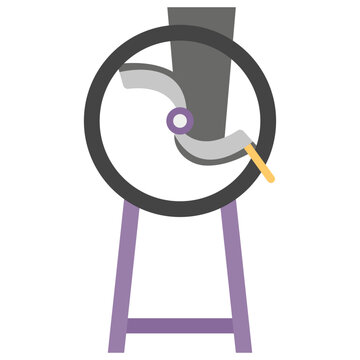 Hand operated chaff cutter flat icon 