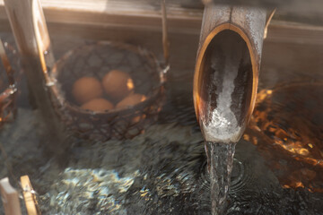 温泉でゆで卵を作ろう
