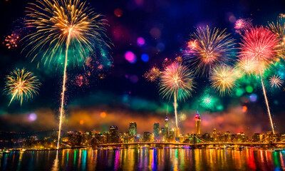 Fototapeta premium beautiful fireworks for the holiday. Selective focus.