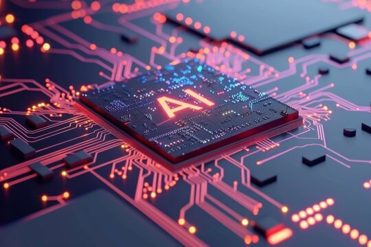 AI Brain Chip data aggregation. Artificial Intelligence quantum memory mind wi fi adapter axon. Semiconductor trh circuit board fpga