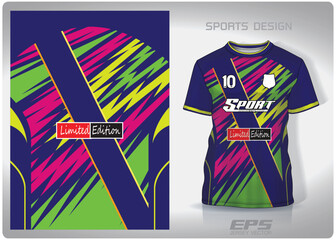 Vector sports shirt background image.colorful purple lightning zigzag pattern design, illustration, textile background for sports t-shirt, football jersey shirt.eps