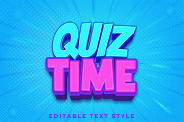 Quiz time 3d text effect, editable template