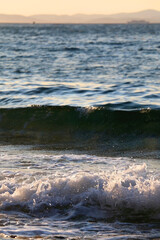 Bright blue sea surface, close-up.