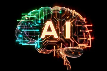AI Brain Chip 1 13. Artificial Intelligence health informatics mind mental adaptability axon. Semiconductor reasoning circuit board ram - obrazy, fototapety, plakaty