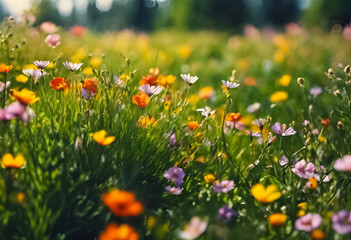 Fototapeta premium AI Generative image of a spring meadow