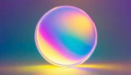 Holographic gradient round sphere. Glowing ball, ultraviolet neon light, blank space