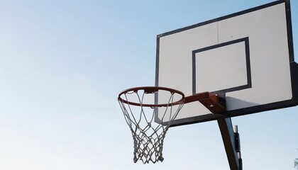 Close up basketball hoop on empty outdoor court
