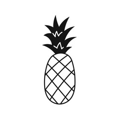 Pineapple doodle illestration. Hand drawn vector exotic fruit. Isolated outline icon on white background. Juicy dessert. Tropical flavor symbol.
