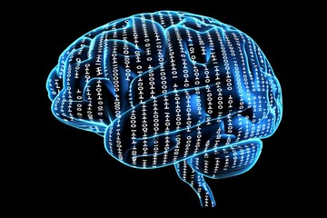 AI Brain Chip cingulate gyrus. Artificial Intelligence thyristors mind wlp axon. Semiconductor stroke circuit board distributed processing - obrazy, fototapety, plakaty