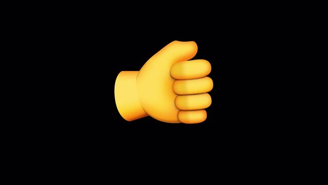 Thumbs Up Emoji Animated on a Transparent Background. 4K Loop Animation with Alpha Channel.