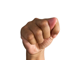 Woman hand showing fig sign isolated on white background