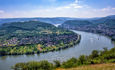 Big Rhine loop, Rhine river, Boppard, Rhineland-Palatinate, Germany, Europe.