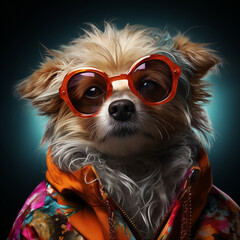 fashion dog with colored dress NFT art generative ai