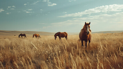 The horses in the grasslands