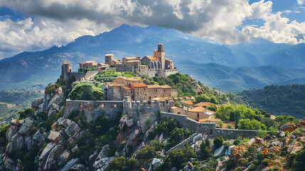 The medieval citadel of Corte in Corsica. - obrazy, fototapety, plakaty
