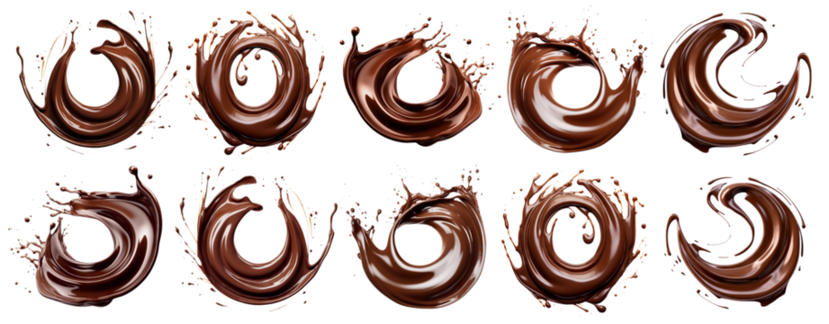 Set of chocolate splashes, cut out