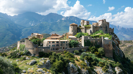 The medieval citadel of Corte in Corsica. - obrazy, fototapety, plakaty