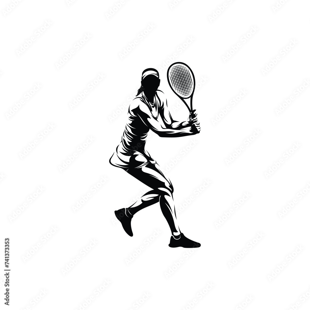 Poster Female tennis player silhouette vector illustration design