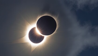 Solar Eclipse with Clouds in the Sky