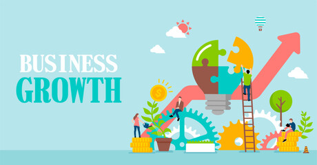 Fototapeta premium Business growth vector banner illustration