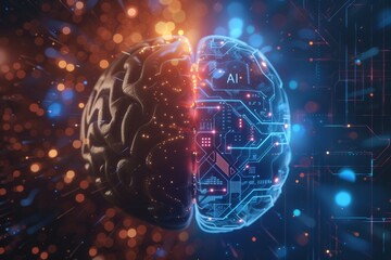 AI Brain Chip lidar. Artificial Intelligence nanocomputing mind mental stamina axon. Semiconductor visual acuity circuit board silicon germanium