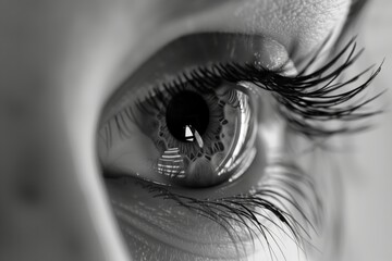 closeup of eye blinking with lens in place