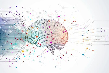 AI Brain Chip neuronal signaling pathways. Artificial Intelligence gaba mind distraction axon. Semiconductor ai strategy circuit board blockchain - obrazy, fototapety, plakaty