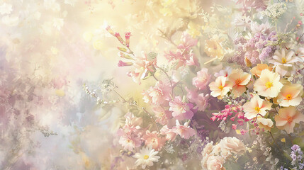 Fototapeta na wymiar Dreamy Pastel Colored Floral Background