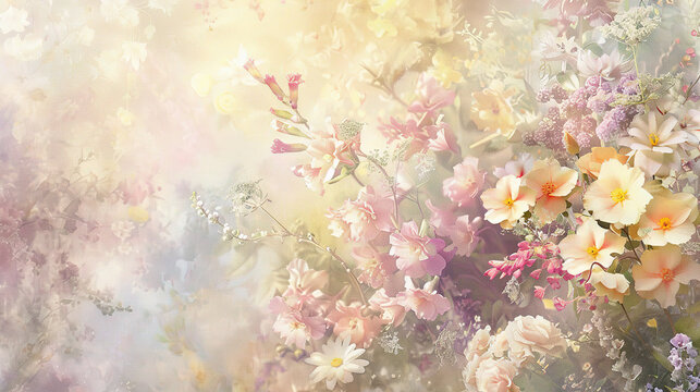 Dreamy Pastel Colored Floral Background © Tony A