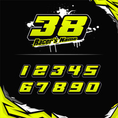 vector racing numbers for drag motorbikes and cars	