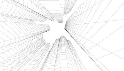 architecture building vector 3d illustration  - obrazy, fototapety, plakaty